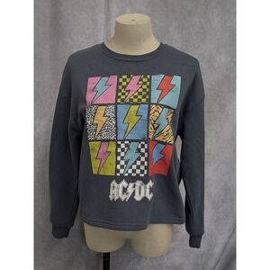 ACDC Kids Sweatshirt XL 14/16 Charcoal Gray Lightning Bolt Graphic Pullover C223